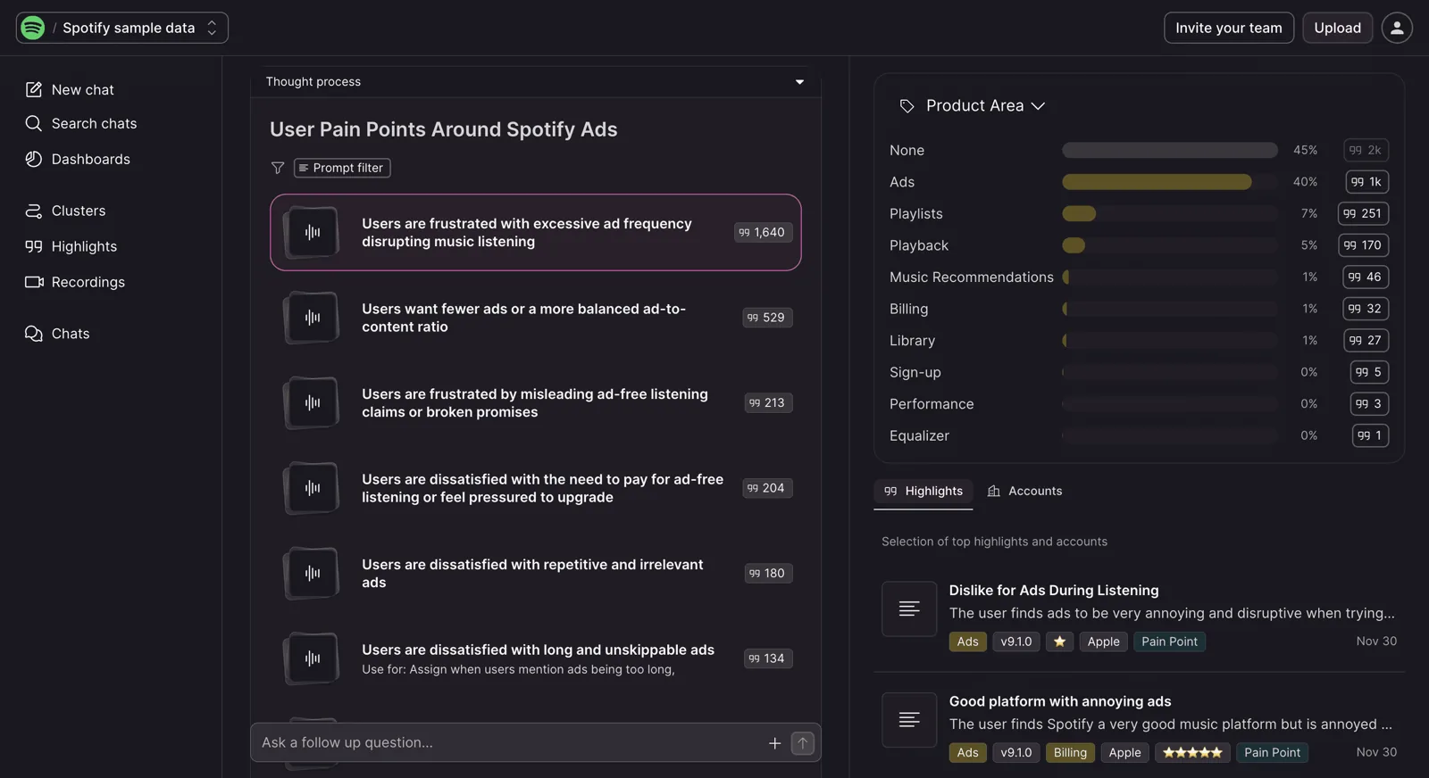 Prompt templates, Better cluster descriptions, Pretty analytics in chat, Better file upload docs in API — image 2